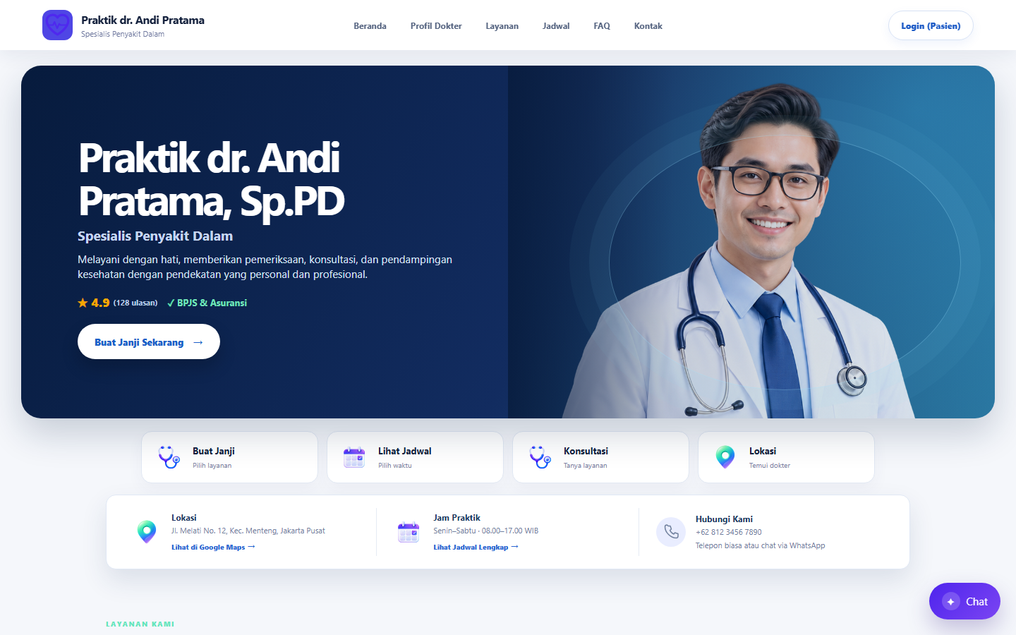Preview Website dan Web App Praktik Dokter Sellios